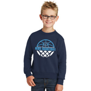 NE Boys Basketball Youth Fleece Crewneck Sweatshirt-Navy