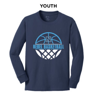 NE Boys Basketball Youth Cotton Long Sleeve Tee-Navy