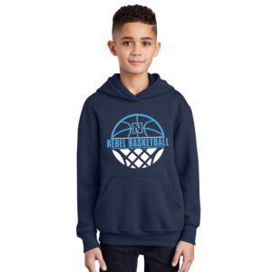 NE Boys Basketball Youth Fleece Hooded Sweatshirt-Navy