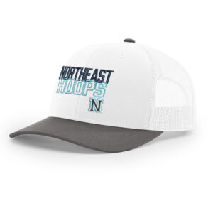 NE Boys Basketball Richardson Pro Crown combo color Mesh Back Adjustable back cap-White/Charcoal