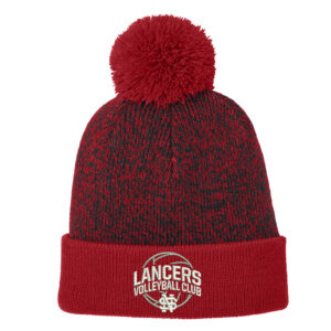 Lancers VB Club Sport-Tek Halftime Heather Pom Beanie-Red/Black