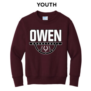 Owen Athletics Youth Fleece Crewneck Sweatshirt-maroon