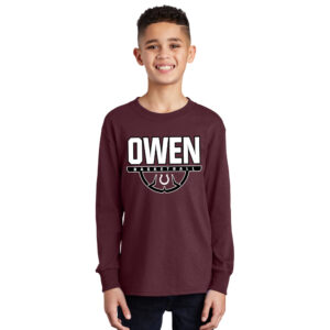 Owen Athletics Youth Cotton Long Sleeve Tee-Maroon