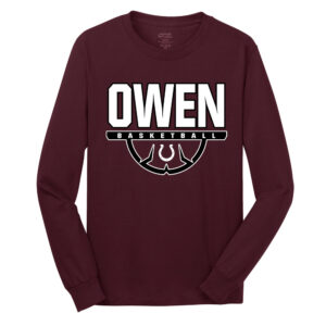 Owen Athletics Adult Cotton Long Sleeve Tee-Maroon