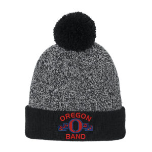 Oregon Band Sport-Tek Halftime Heather Pom Beanie-Black/Silver