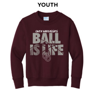 Owen BB Youth Fleece Crewneck Sweatshirt-Maroon