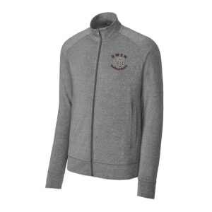 Owen BB Sport Tek Men Sport Wick Stretch Full Zip Cadet Jacket-Charcoal Heather Grey