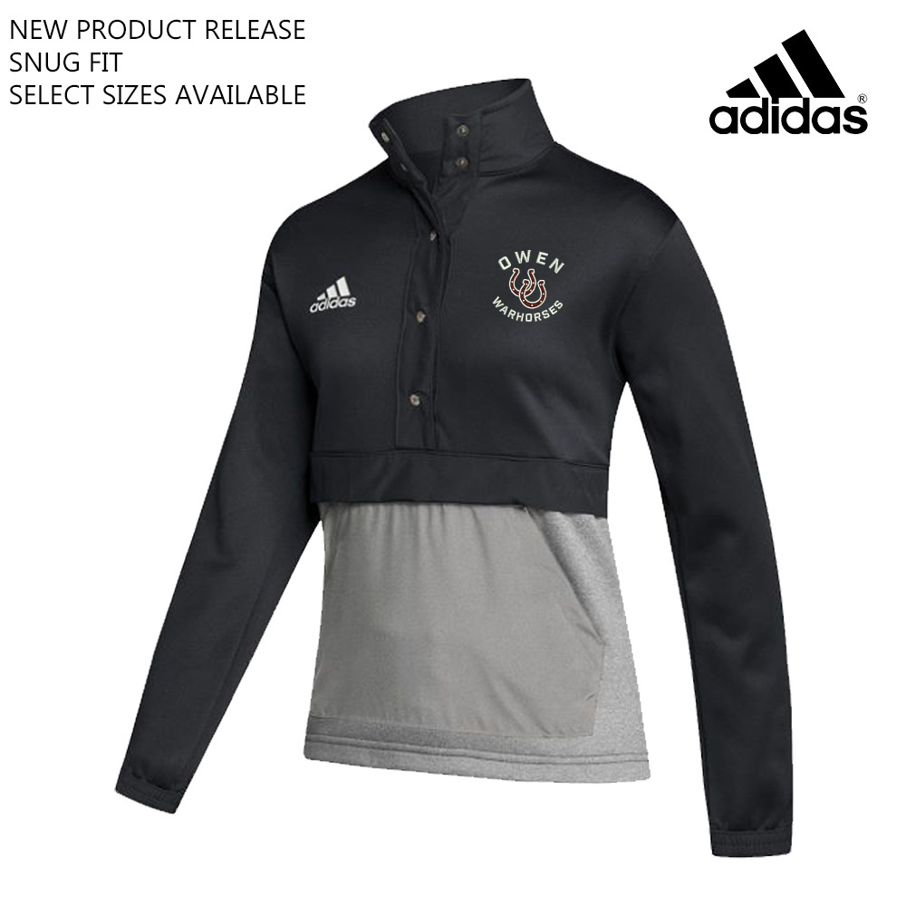 Owen BB Adidas Women's Team Issue color block 1/4 snap pullover - Black/Grey (L, XL, 2x)