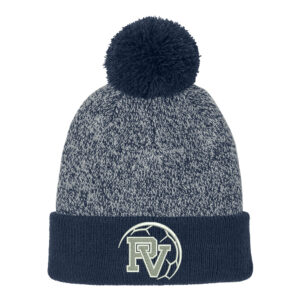 PV Boys Soccer Sport-Tek Halftime Heather Pom Beanie-Navy/Silver