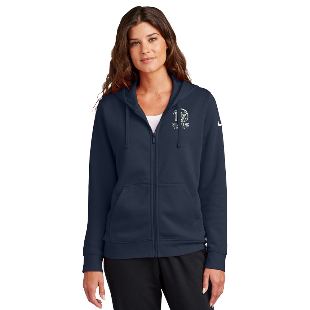 PV Boys Soccer Nike Women's Club Fleece Sleeve Swoosh Full-Zip Hoodie-Navy
