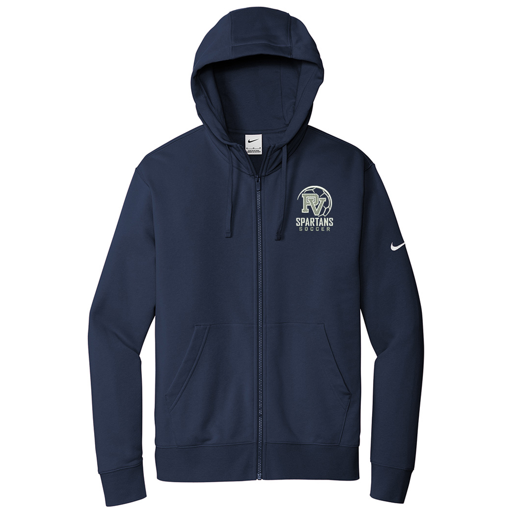 PV Boys Soccer Nike Club Fleece Sleeve Swoosh Full-Zip Hoodie Men-navy