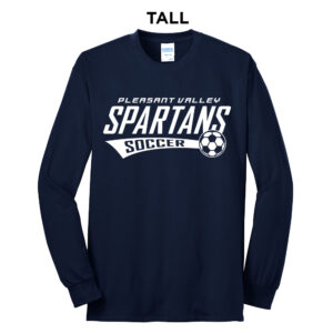 PV Boys Soccer Tall Cotton Long Sleeve Tee-navy
