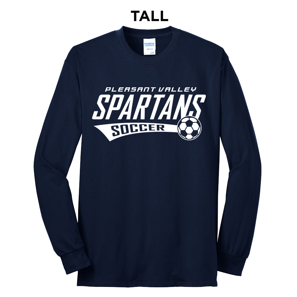 PV Boys Soccer Tall Cotton Long Sleeve Tee-navy