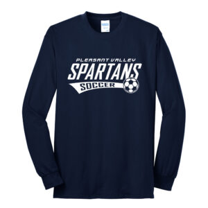 PV Boys Soccer Unisex Cotton Long Sleeve Tee-navy