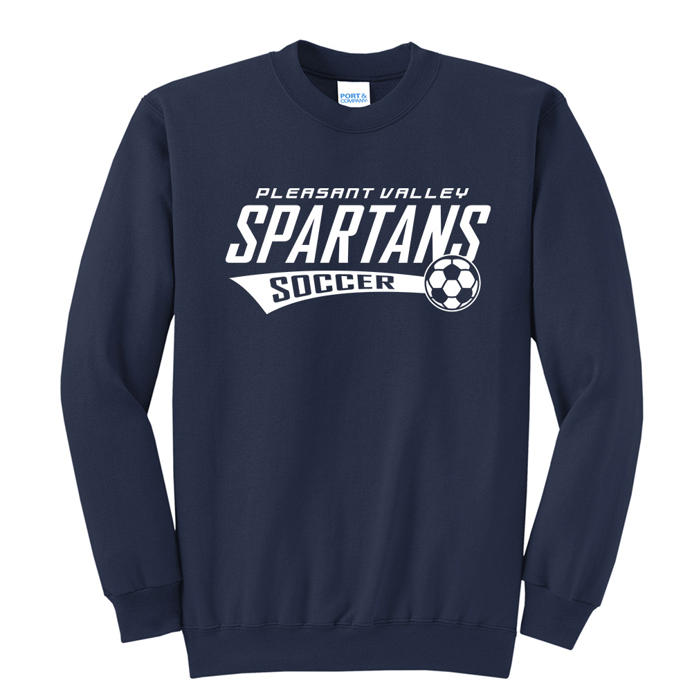 PV Boys Soccer Unisex Fleece Crewneck Sweatshirt-Navy