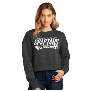 PV Boys Soccer District Women’s Perfect Weight Fleece Cropped Crew-Charcoal