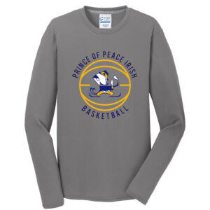 Prince of Peace Men Long Sleeve Essential Blended Performance Tee-Medium Grey