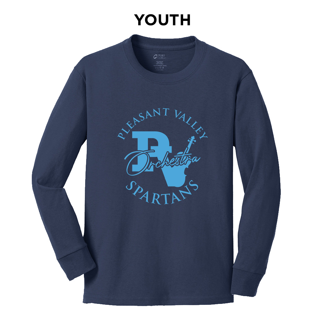 PV Orchestra Youth Cotton Long Sleeve Tee-Navy