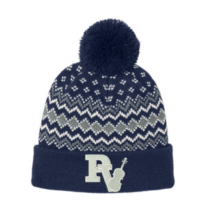 PV Orchestra Port Authority Alpine Pom Beanie-Navy Gusty Grey Marshmallow