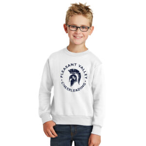 PV Cheer Youth Fleece Crewneck Sweatshirt-White