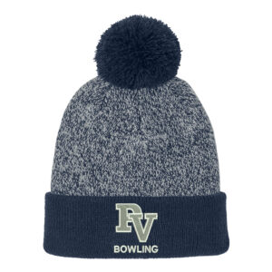 Spartans Bowling Sport-Tek Halftime Heather Pom Beanie-navy/Silver