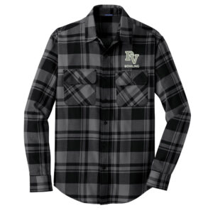 Spartans Bowling Port Authority Plaid Flannel Shirt Men-Grey Black