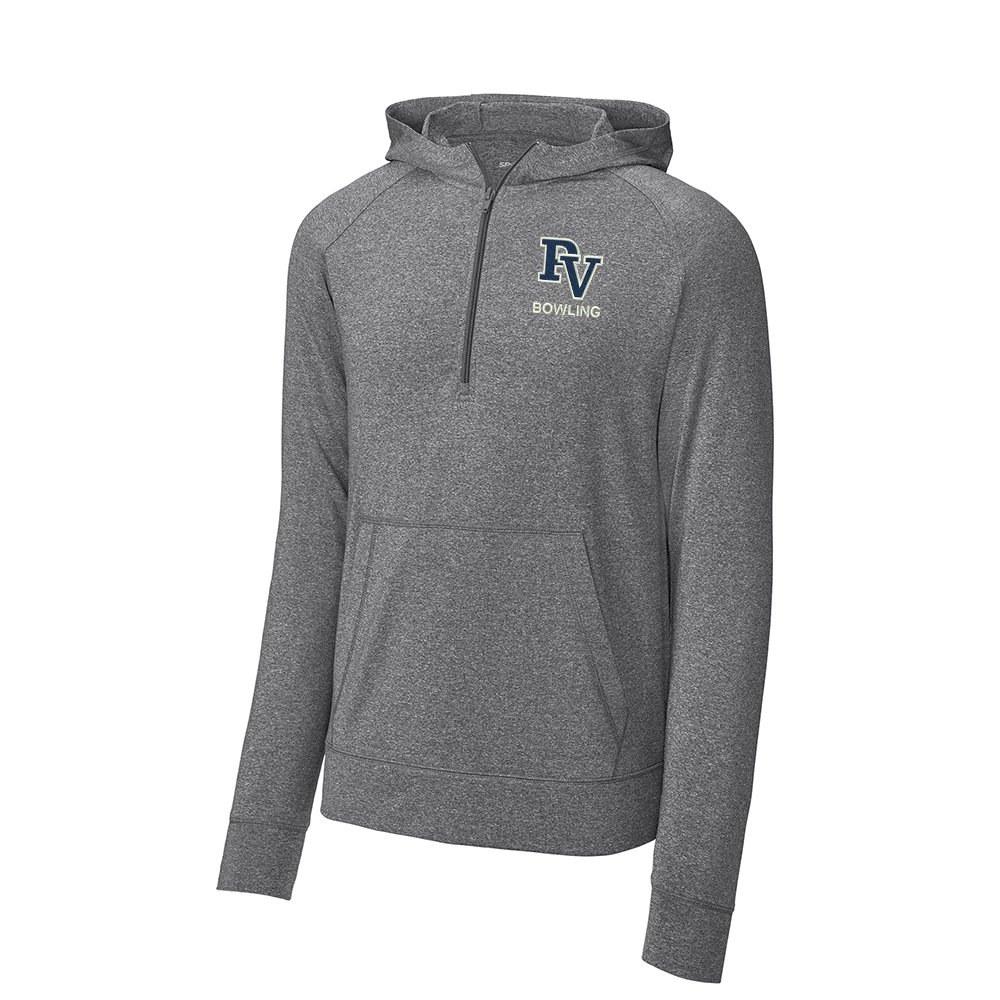 Spartans Bowling Sport-Tek men Sport-Wick Stretch 1/2-Zip Hoodie-Charcoal Grey heather