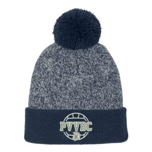 PV Volleyball Club Sport-Tek Halftime Heather Pom Beanie-Navy Silver