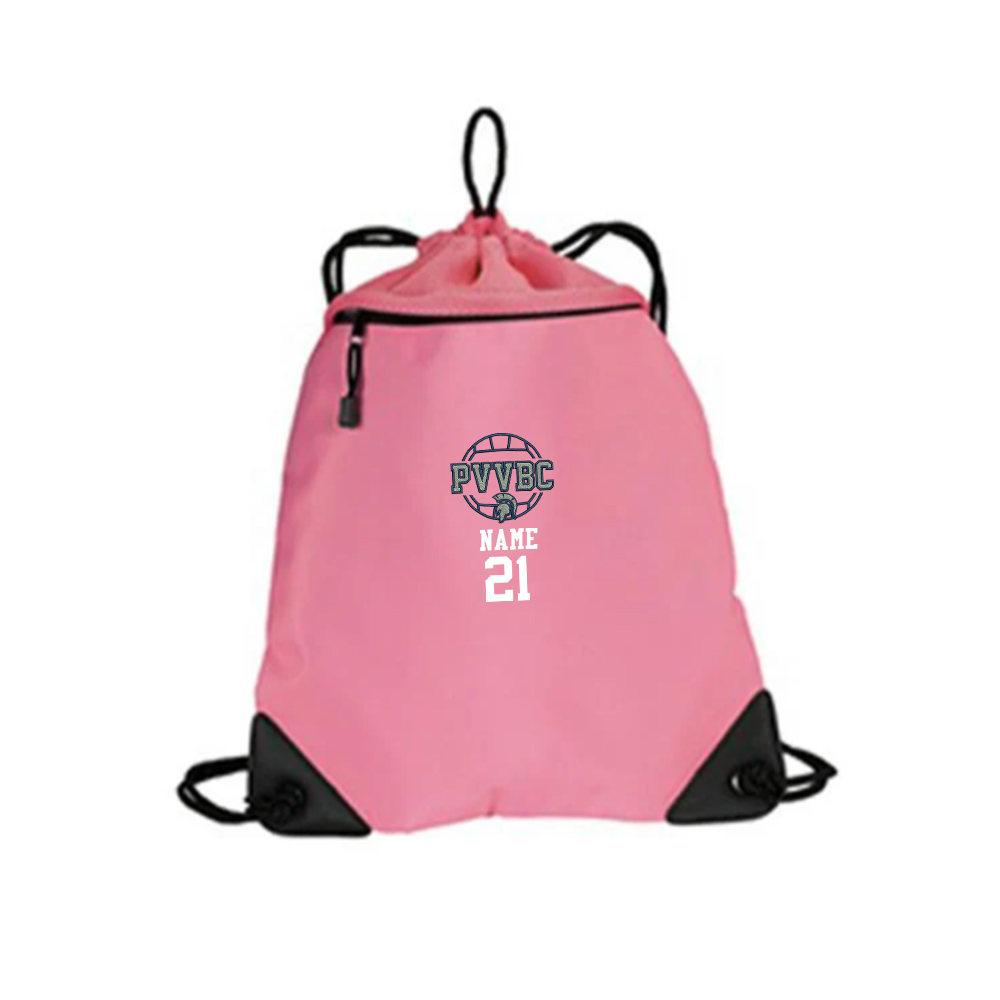 PV Volleyball Club Port Authority Cinch Pack With Mesh Trim-Bright pink