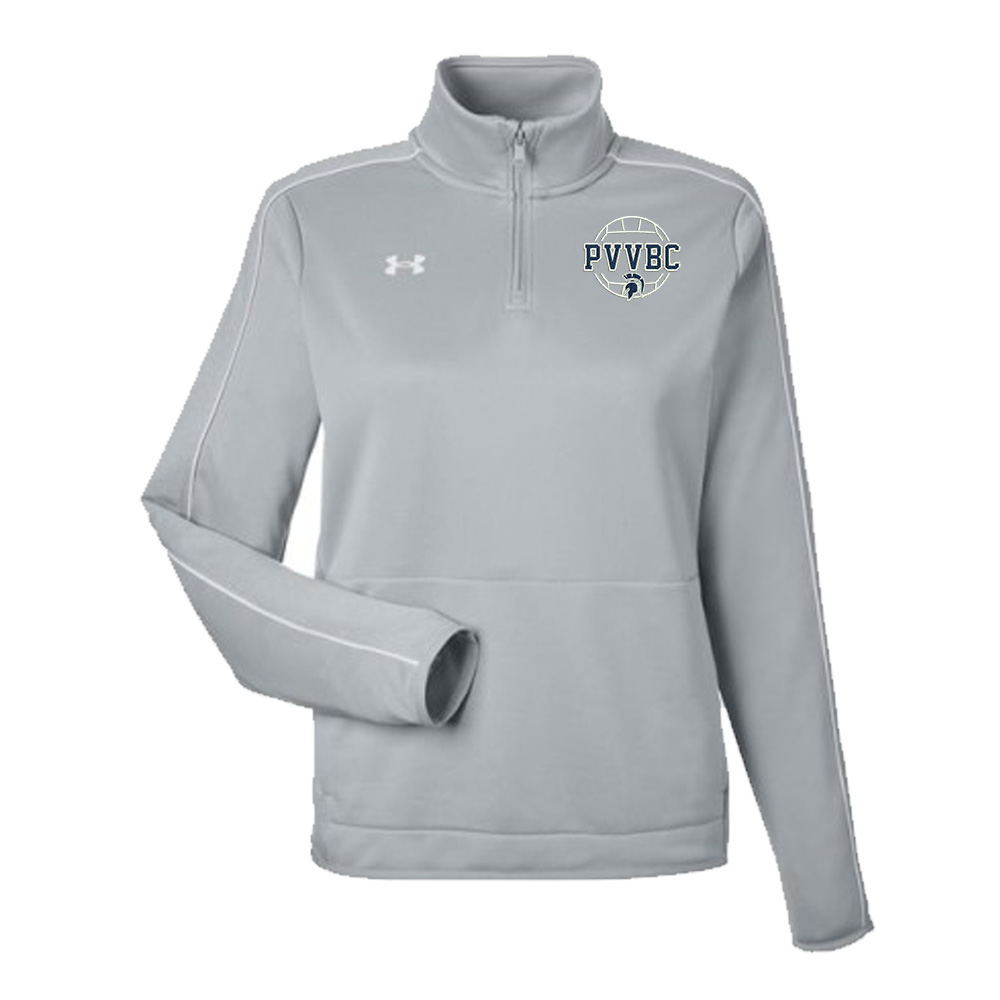 PV Volleyball Club Under Armour Women Command Warm Up 1/4 Zip-Mod Grey/White