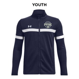 PV Volleyball Club Under Armour Youth Knit Full Zip Team warmup-Navy/White