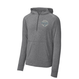 PV Volleyball Club Sport-Tek Sport-Wick Men Stretch 1/2-Zip Hoodie-Charcoal Grey Heather