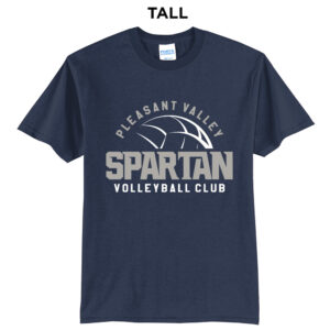 PV Volleyball Club Tall Cotton Short Sleeve Tee-Navy