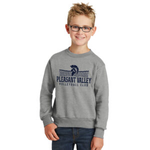 PV Volleyball Club Youth Fleece Crewneck Sweatshirt-Athletic heather