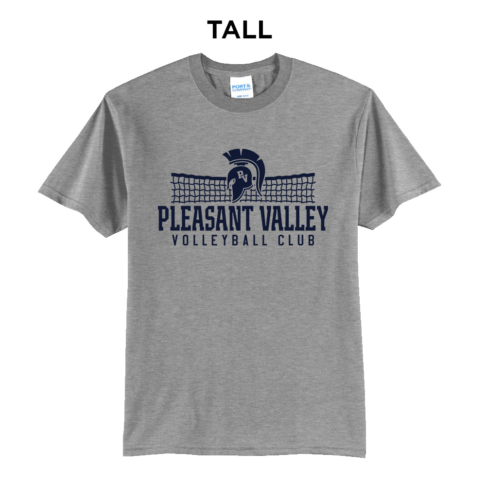 PV Volleyball Club Tall Cotton Short Sleeve Tee-Grey