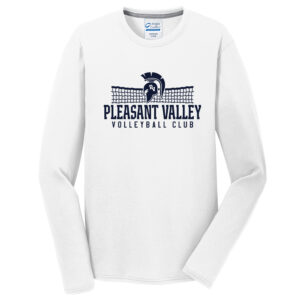 PV Volleyball Club Unisex Long Sleeve Essential Blended Performance Tee-White