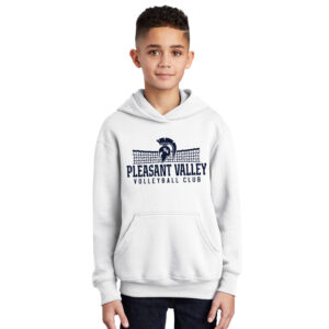 PV Volleyball Club Youth Fleece Hooded Sweatshirt-White