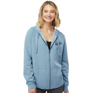 PV Xplosion Women’s California Wave Wash Full-Zip Hooded Sweatshirt-Misty Blue