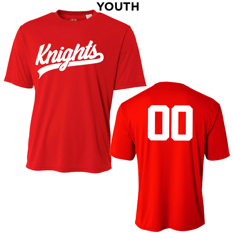 Knights Holiday Youth Cooling Performance Tshirt- Red