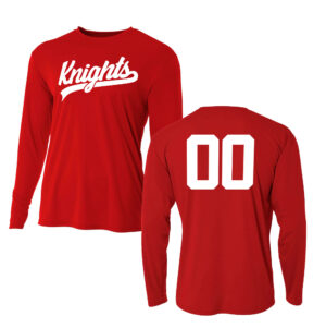 Knights Holiday Adult Cooling Performance long sleeve Crew Tee-Red