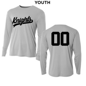 Knights Holiday Youth Cooling Performance long sleeve Crew Tee-Silver