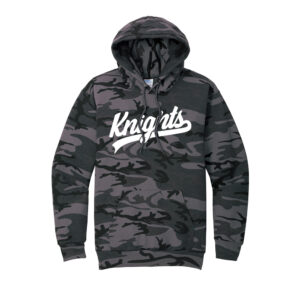 Knights Holiday Unisex Core Fleece Camo Pullover Hooded Sweatshirt-Black Heather Camo