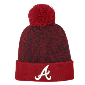 Knights Holiday Sport-Tek Halftime Heather Pom Beanie-Deep Red/Black