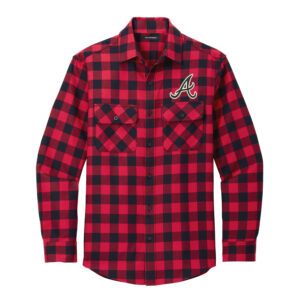 Knights Holiday Port Authority Plaid Flannel Shirt Men-Red Black Buffalo Check