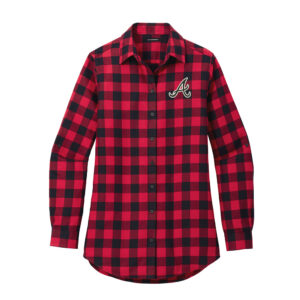 Knights Holiday Port Authority Ladies Plaid Flannel Tunic-Red Black Buffalo Check
