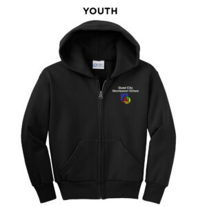 QC Montessori School Youth Classic Full-Zip Hooded Sweatshirt-Black