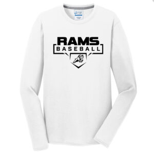QCA Rams Baseball Men Long Sleeve Essential Blended Performance Tee-White