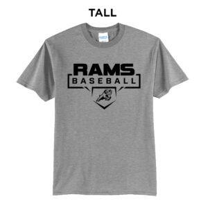 QCA Rams Baseball Tall Cotton Short Sleeve Tee-Grey