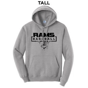 QCA Rams Baseball Tall Fleece Hooded Sweatshirt-Athletic Heather