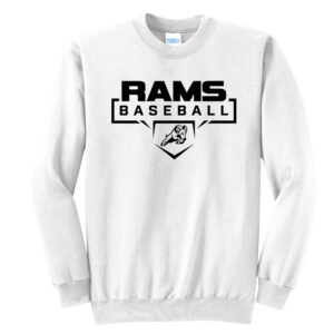 QCA Rams Baseball Unisex Fleece Crewneck Sweatshirt-White